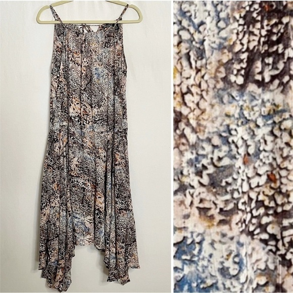 Dkny Dresses & Skirts - DKNY Boho Printed Midi Dress Artsy Handkerchief Hemline